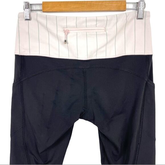 Lululemon Can't Stop Crop High Rise Runners Leggings Black / Slalom Stripe 8 - Picture 8 of 16